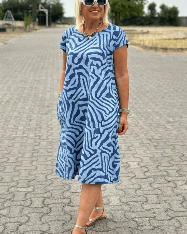 Nelia™ - Summer dress with round neck and beautiful print