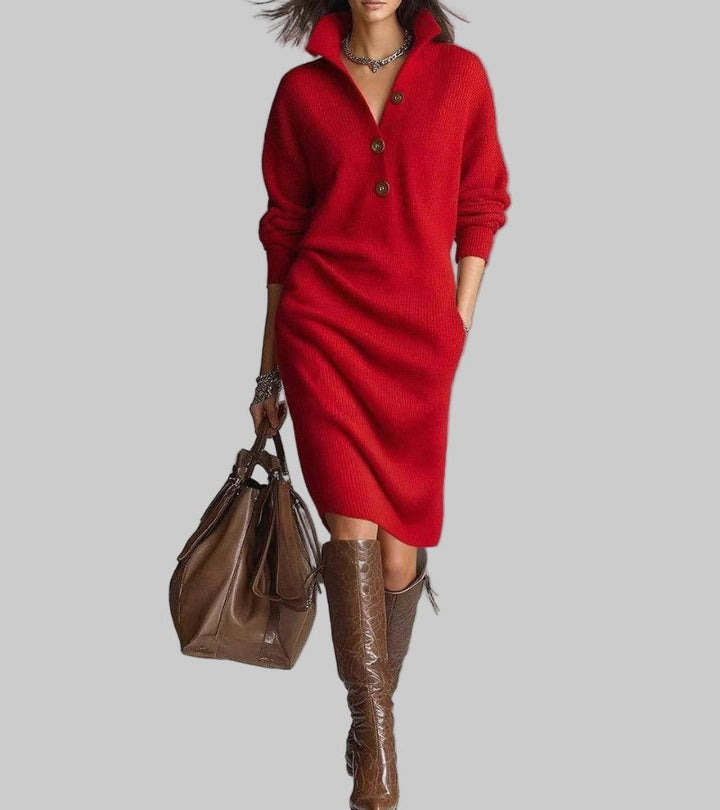 Magdaléna | Elegant Winter Dress with Buttons