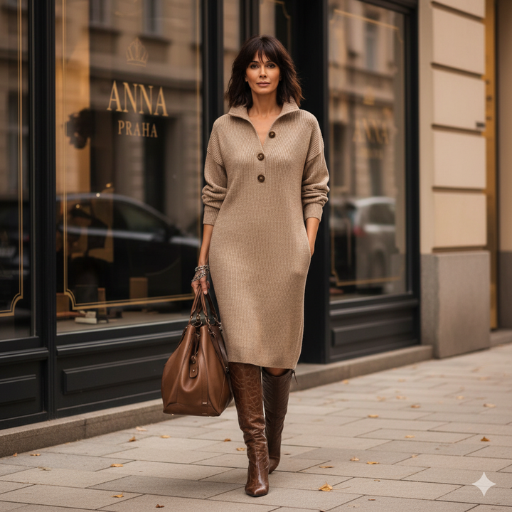 Magdaléna | Elegant Winter Dress with Buttons