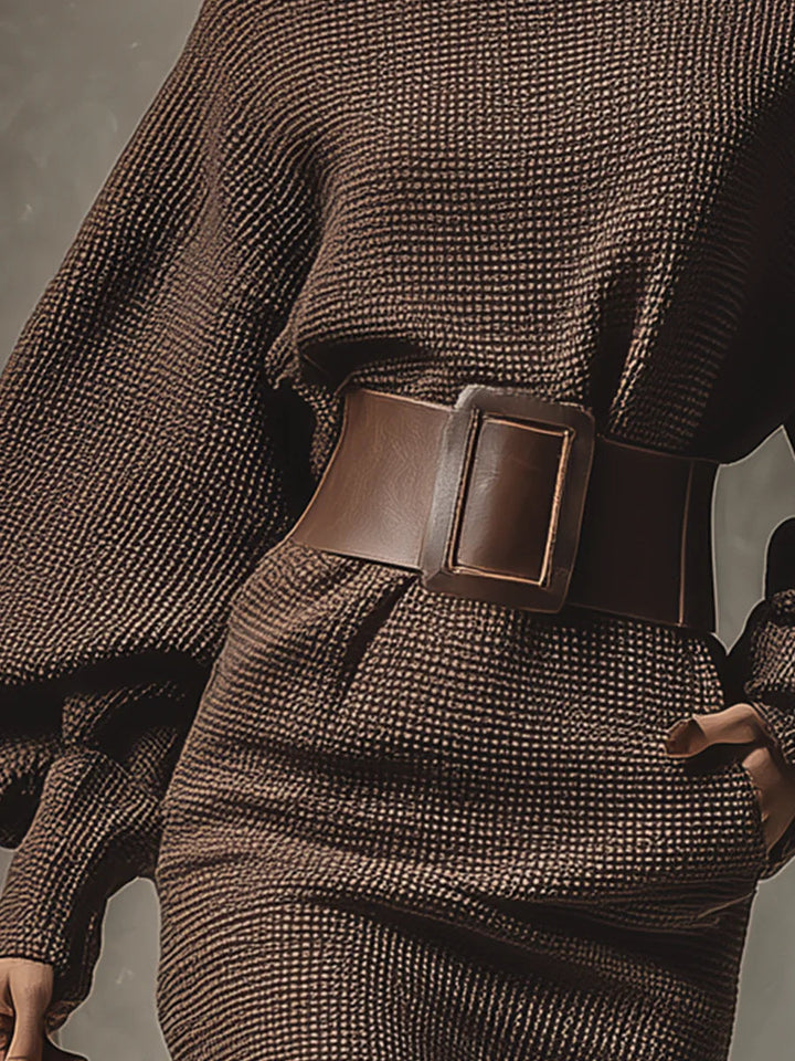 Clea - Structured Belted Short Knit Dress